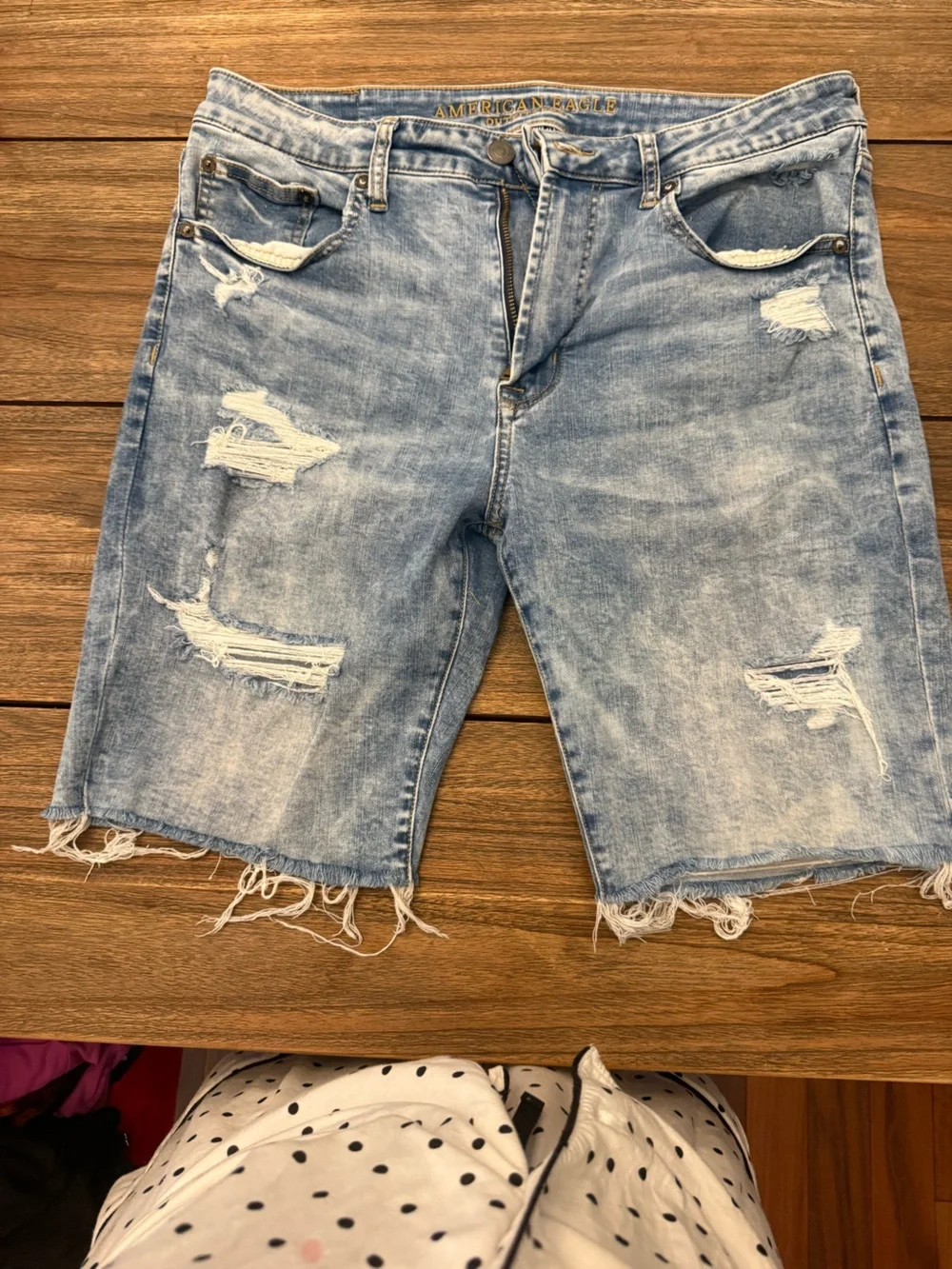 American Eagle Outfitters Light Wash Distressed Denim Shorts